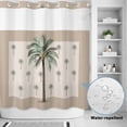 thumbnail image 2 of No Hook Shower Curtain, Palm Trees Shower Curtains for Bathroom with See Through Top Window, Brown Tropical Plants Summer Green Waterproof & Washable Bath Curtain 66"x72", 2 of 9