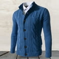thumbnail image 4 of Men Sweater Coat Solid Color Stand Collar Cardigan Single breasted Soft Warm Elastic Neck Men Coat for Daily Wear, 4 of 7