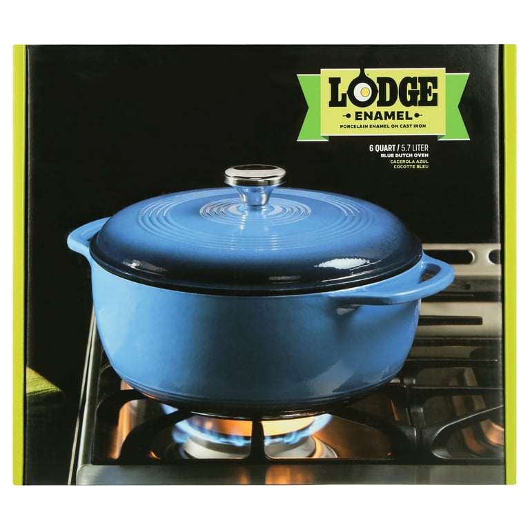  Lodge Dutch Oven 6 Qt. Cast Iron Blue: Home & Kitchen