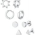thumbnail image 2 of Clearance 4 Pair Earrings Set for Women Men Stainless Steel Small Round Triangle Ear Studs Cool Spike Earrings Gifts for Birthday Christmas, 2 of 6