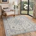 thumbnail image 4 of KUETH 5x7 Low Pile Diamond Persian Style Rug for Living Room, Machine Washable Soft Non Slip Backing Area Rug, Dusty Blue Rug for Bedroom Dining Room, 4 of 5