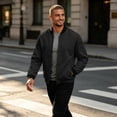 thumbnail image 4 of Men's Bomber Jacket Lightweight Spring Fall Casual Windbreaker Full Zip Outwear Coat, 4 of 6