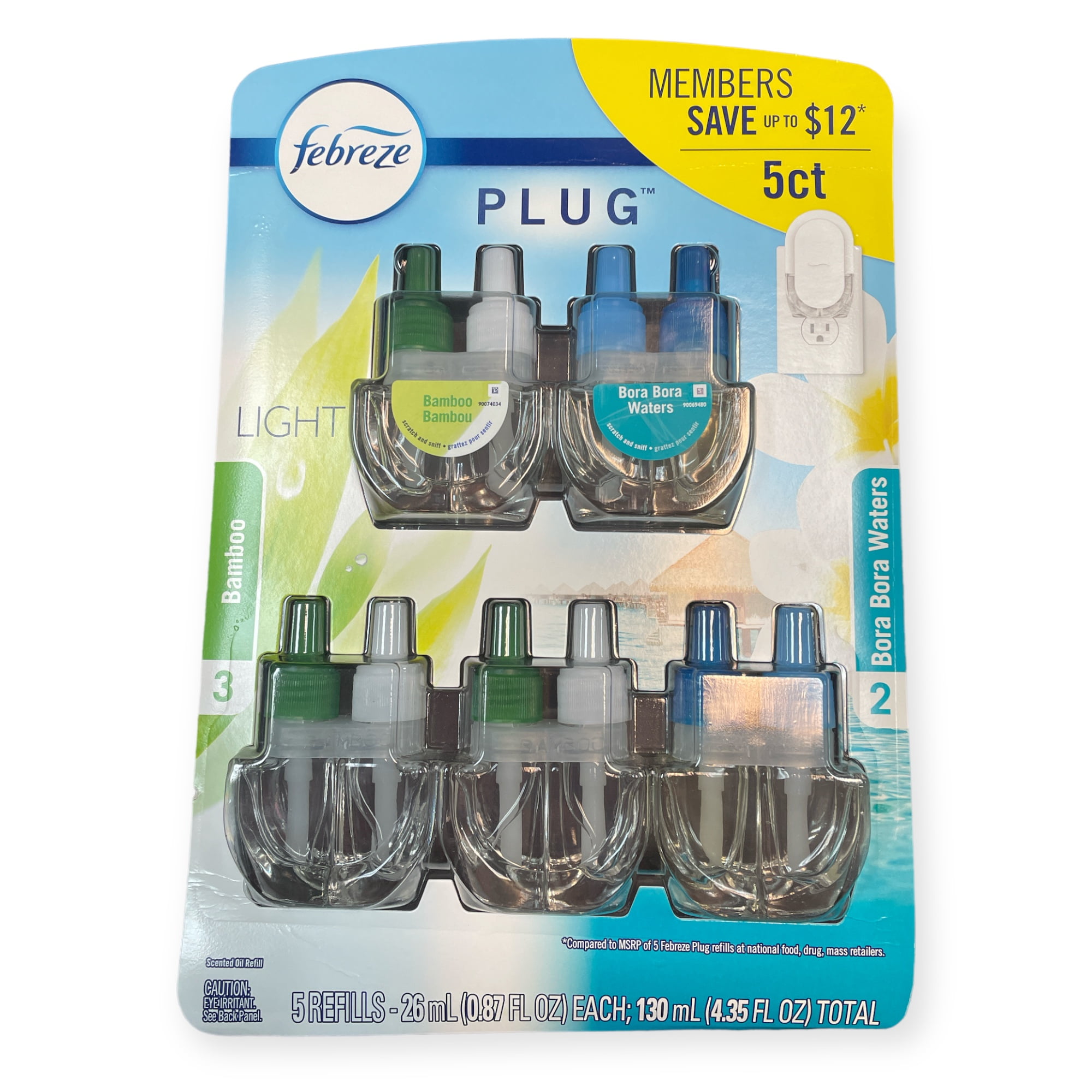 Febreze Plugs Air Freshener Refills, Bamboo Bambou & Bora Bora Waters