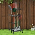 thumbnail image 1 of Organizador de herramientas de jardín, torre para herramientas de patio con ruedas, multiusos de 3 niveles, organizador de de garaje para artículos de, 1 of 8