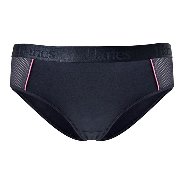 Pantaleta Hanes para Mujer, Bikini Sport de Algodón Negro Talla XG