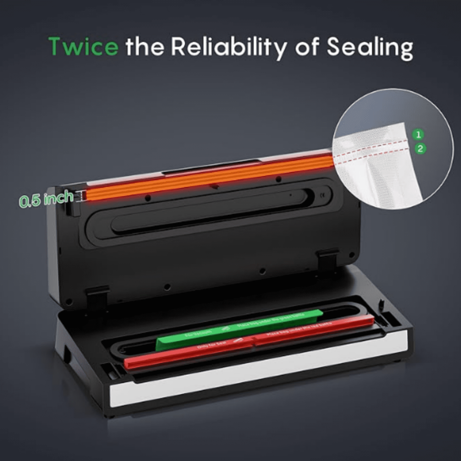 Vacuum Sealer Machine with Automatic Bag Detection, Double Heat Seal, Compact Food Sealer, Easy to Use, Starter Kit