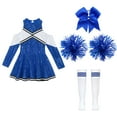 thumbnail image 6 of iiniim Kids Girls Cheerleading Cheer Leader Dance Dress with Pom Poms Headwear Socks Party B Blue 14, 6 of 7
