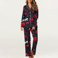 thumbnail image 2 of Jamicy Women Sleepwear Soft Relaxed Fit Pant Set Womens Pajama Sets Valentine'S Day Two-Piece Pajamas Sets Gradient Soft Long Sleeve Sleepwear Button-Down with Pocket, 2 of 7