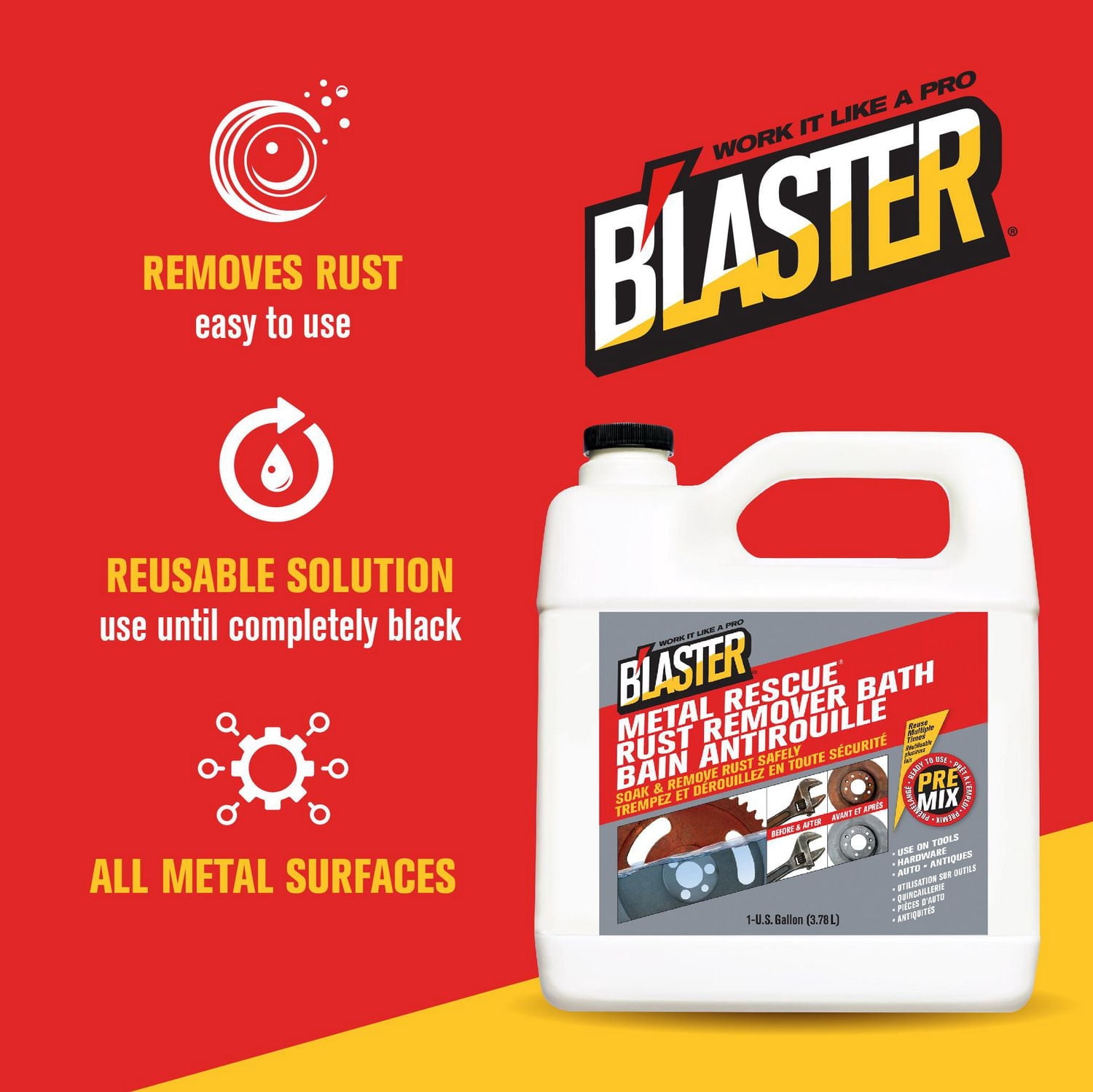 Bain antirouille Blaster Metal Rescue, 1 gallon, paquet de 4