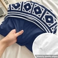 thumbnail image 4 of Twin XL Size Fitted Sheet Set - Navy Blue Boho 2 Piece Bedding Sets 16" Deep Pocket Fitted Sheet with 1 Pillowcases, Modern Geometric Bohemia Abstract Textured Brushed Microfiber Hotel Bed Sheets, 4 of 9