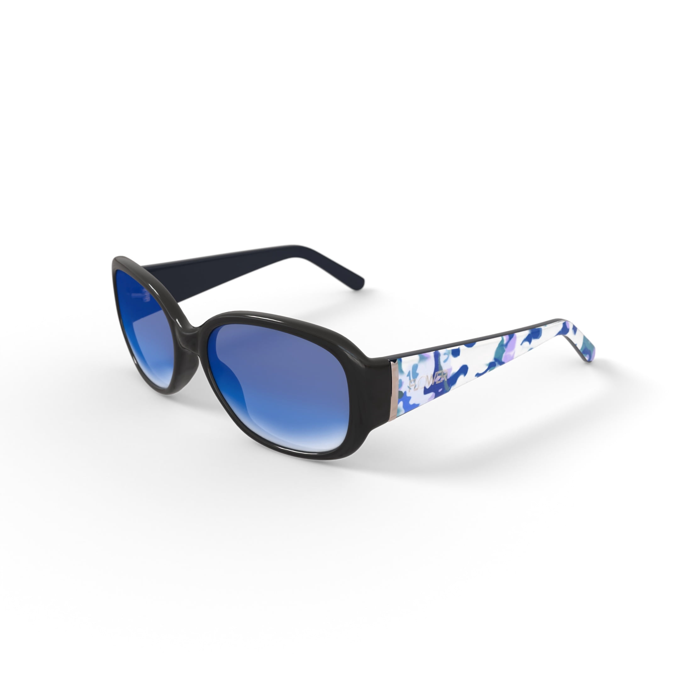 FLOWER Women's Fashion Sunglasses, Edie FLR1006, Black, 57-17-135 with Case