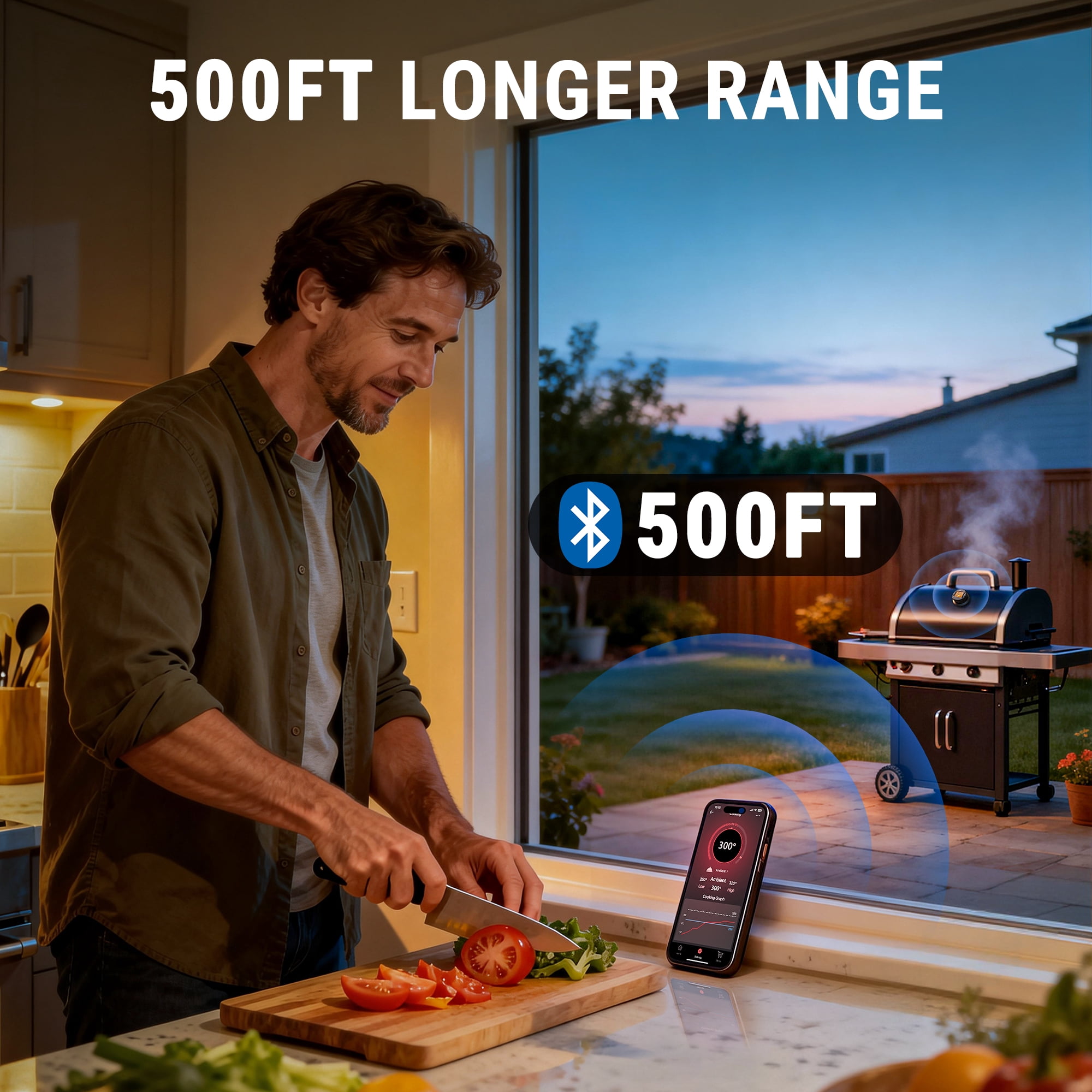 TempSpike Grill Gauge - Wireless Bluetooth Grill Thermometer, 450ft Range, Upgrade Any Grill or Smoker to Smart
