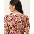 thumbnail image 5 of DressBerry Women's Printed Rayon Crepe Dress Casual Summer Kimono Sleeves Knee Length High Waist Round Neck Western Style Light Weighted High Rise Short Crepe Dress, 5 of 7