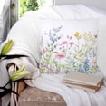 thumbnail image 4 of Spring Floral Throw Pillow Covers, Soft Pillowcases with Invisible Zipper, Colorful Watercolor Botanical Summer Decorative Square Pillow Cushion Covers for Living Room Couch Sofa Bed 16x16 Inches, 4 of 8