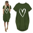 thumbnail image 2 of B91xZ Robe Midi Femme 2024 Manches Courtes Col en V Boutonnée Ample Fluide à Volants Mini Robe avec Ceinture, Vert S, 2 of 4