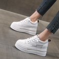 thumbnail image 2 of Women's platform shoes 7cm Thick sole height increase Cowhide Lace-up Non-slip Sneakers female White Casual shoes Suitable for all seasons, 2 of 9