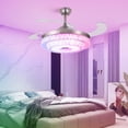 thumbnail image 5 of FINE MAKER 42" Crystal Ceiling Fans with Lights Bluetooth Remote 7 Light Color LED Chandelier with Fan Invisible Fandeliers for Living Room Bedroom Chrome Finish, 5 of 9