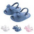 thumbnail image 4 of Infant Baby Girls Summer Bow Knot Sandals with Flower Soft Sole Newborn Toddler First Walker Crib Dress Non Slip Flats Beach Shoes (0-3 Months, Blue), 4 of 8
