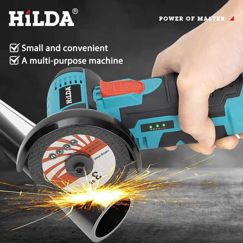 HILDA 3 inch Mini Angle Grinder 12v Cordless Power Tool For Cutting Diamond Polishing And Grinding Rechargeable Angle Grinder