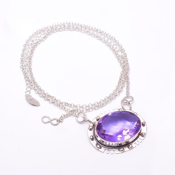 Colour Changing Alexandrite 925 Sterling Silver Chain Pendant 19-23", Purple & Pink Alexandrite Necklace CP_9353_368_8, New Year Sale, Valentin's Day