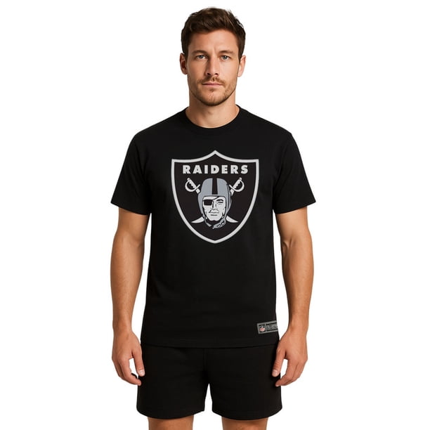 NFL Playera Aficionado Básica Las Vegas Raiders Negro para Hombre, Talla Mediana