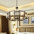 thumbnail image 4 of LUVODI Black Industrial Chandelier for Dining Room 6-Lights Large Geometric Shade Pendant Lighting Fixture 28.94x46.45 inch, 4 of 12