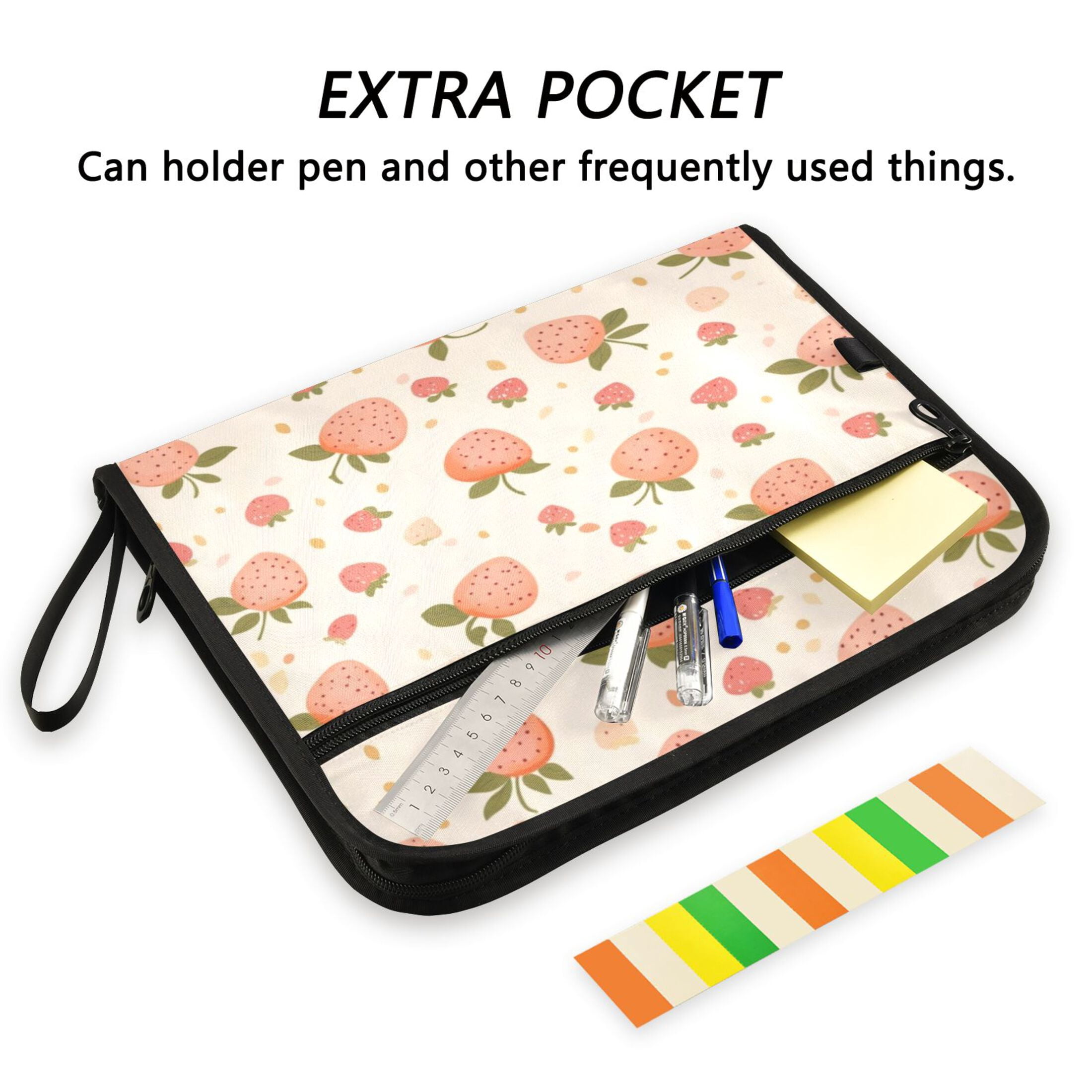 Organ Folder 14.2 x 0.8 x 10.6 Inches 13 Separate Pockets A4 Size Documents Folder A Sort Storage File Manager For The Home Office Lovely Red Strawberries Seamless