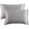 thumbnail image 2 of Satin Pillowcase for Hair and Skin, Luxury Smooth Silk Satin Pillow Cover 2 Pack, Gray, S-26"x20", 2 of 10