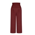 thumbnail image 6 of Lmnyox Women's Palazzo Pants Solid Color Wide Leg High Waist Pants Baggy Travel Pull-on Trousers with Pockets, 6 of 9