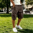 thumbnail image 2 of CONZONE Men's Baggy Cargo Shorts Wide Leg Shorts for Men Trendy Elastic Waist Solid Soft Casual Joggers Shorts With Pockets, 2 of 7