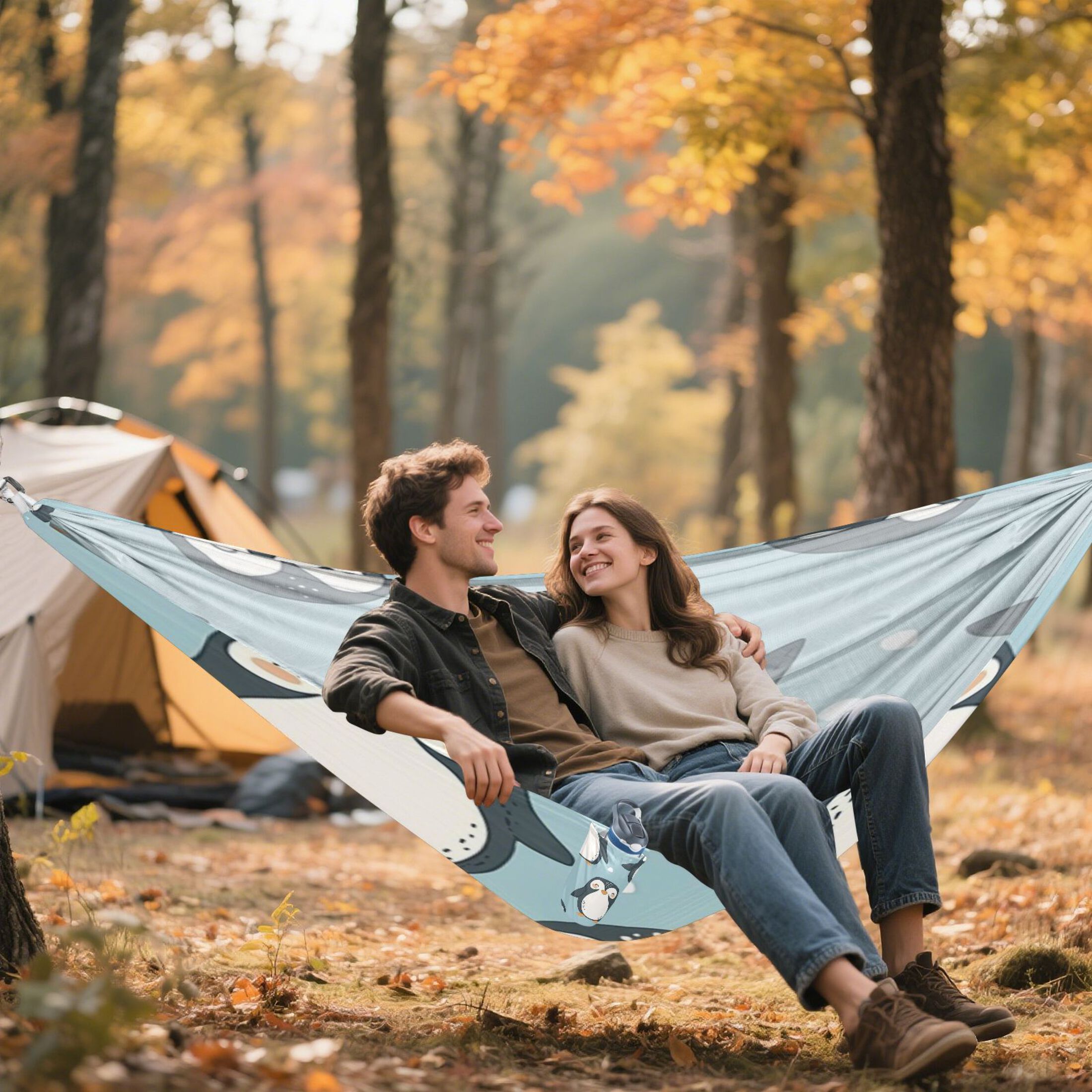 Hammock Camping Hammock Nylon Portable Hammock Travel Camping Hammock Cartoon Cute Little Penguin