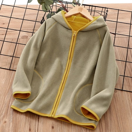 

Qazqa Toddler Boys Girls Long Sleeve Autumn Winter Solid Fleece Zippered Hoodie Coat Jacket Thicken Warm Outwear