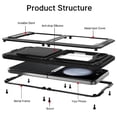 thumbnail image 3 of Gangxun Metal Case for Samsung Galaxy Z Flip 4 5g Shockproofheavy Pen Holder Withkickstand Hinge Protection Duty Rugged Stand, 3 of 5