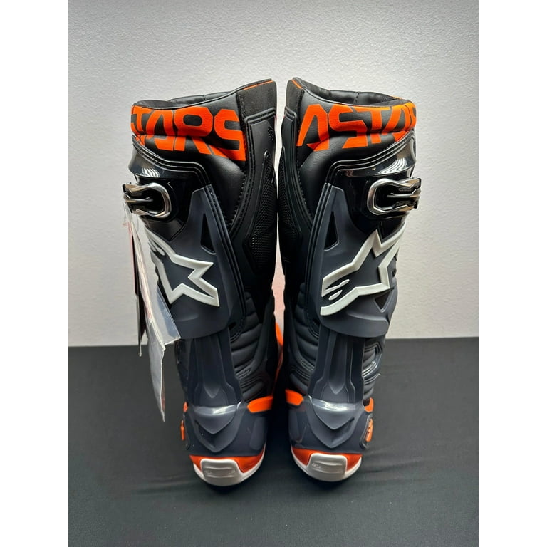 Alpinestars Tech 10 Mens MX Offroad Boots Gray/Orange/Black 8 USA