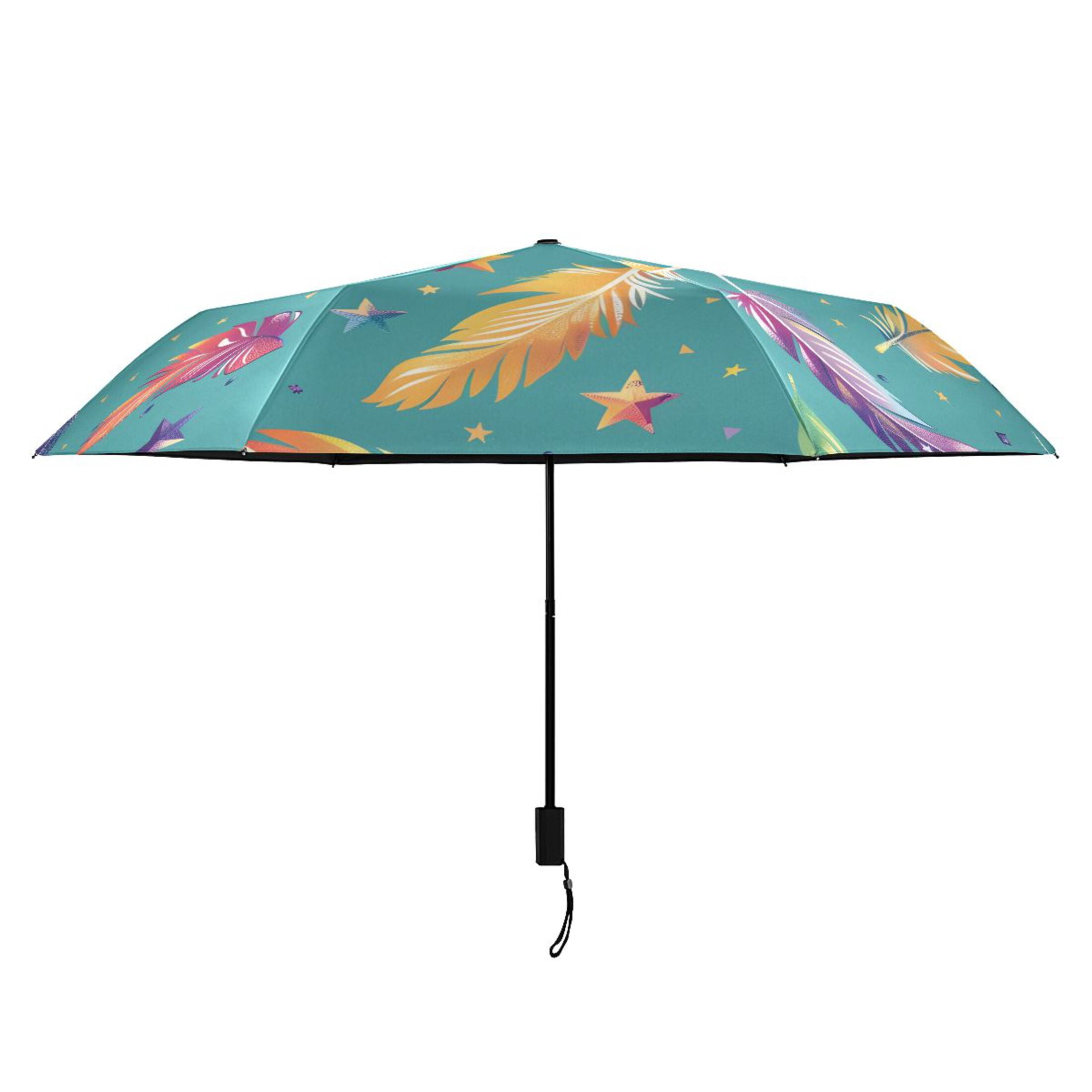 ALAZA Feathers Stars UPF 50+ Compact Folding Umbrella for Rain Travel Umbrella Packable