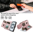 thumbnail image 5 of Compatible with iPhone 15 Plus Case Wallet with Strap RFID Blocking Card Holder, Multifunctional Wallet Purse Handbag Premium PU Leather Magnetic Flip Kickstand Phone Case,Rosegold, 5 of 11