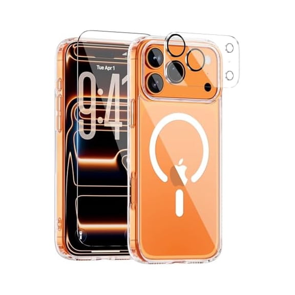 for iPhone 17 Pro Case, Compatible with MagSafe, Magnetic Slim Cover, Anti-Yellowing & Shockproof, Full Camera Protection, Includes Screen & Lens Protectors, Clear Protective Case