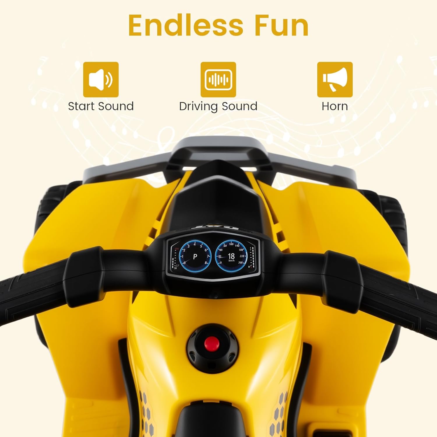 Licensed Caterpillar Kids ATV by OLAKIDS, 6V 4 Wheeler Battery Powered Motorized Quad with LED Headlight Horn, Toddlers Electric Vehicle Toy Car for Boys Girls Ages 1.5-3