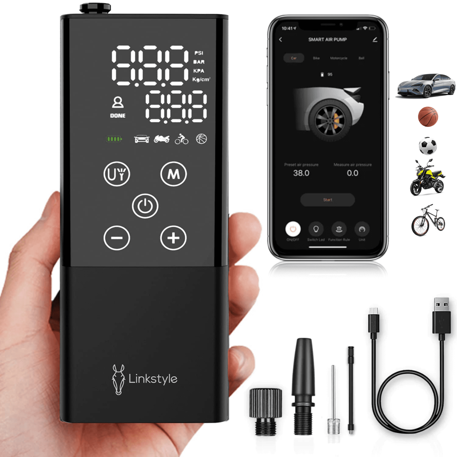 LINKSTYLE Portable Air Compressor, Rechargeable Handheld Tire Inflator