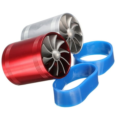 - Universal Car Turbo Supercharger Air Intake Dual Fan Turbonator Fuel Gas Saver Aluminum