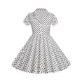 thumbnail image 2 of YOUYEDIAN Kids Notch Lapel 50s Dress for Girls Vintage Retro 1950s Polka Dot Dress for Girls 50's Swing Dress (White, 6-7 Years), 2 of 4