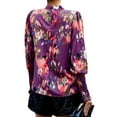 thumbnail image 3 of EFINNY Womens Turtleneck Pleated Long Sleeve Shirt Top Chiffon Broken Flowers Blouse, 3 of 6