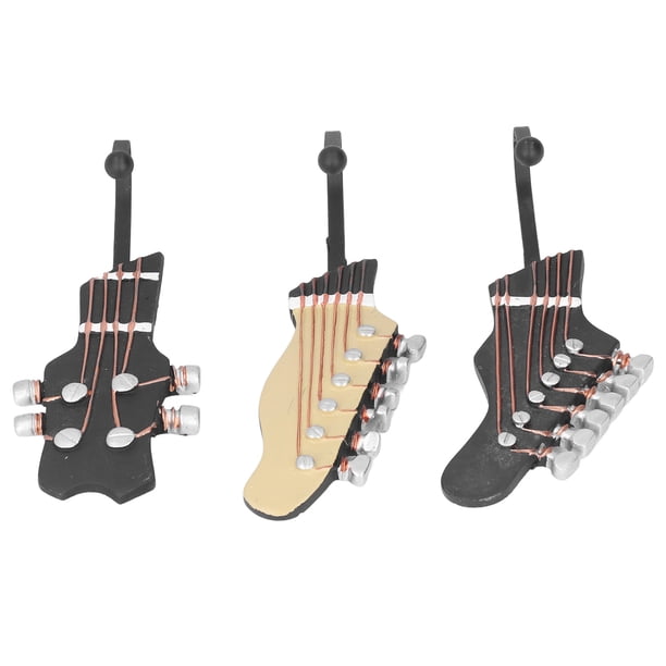 3pcs ganchos de pared decorativos 25 kg de carga forma de guitarra gancho de pared de resina ambiental para sala de estar del pasillo