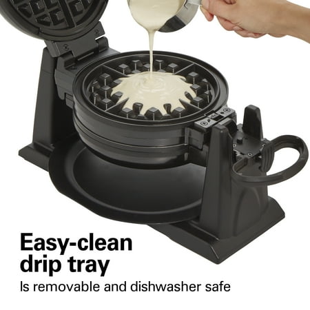 Hamilton Beach - Double Belgian Waffle Maker with Removable Nonstick Plates - Black