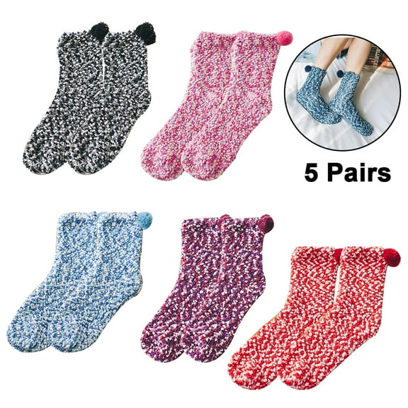Cozy and Warm: 5 Pairs of Fuzzy Socks for Women, Perfect Christmas Gifts - red   black   rose red   light blue   purple