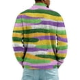 thumbnail image 3 of LNZGNM Mardi Gras Shirt for Men 1/4 Zip Up Big and Tall Carnival Graphic Printed Sweatshirts Stand Collar Long Sleeve Top Casual Carnival Outfits,Light Purple M, 3 of 7