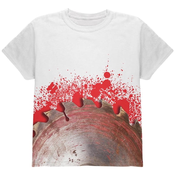 Halloween Bloody Saw Blade Massacre All Over Youth T Shirt Multi YMD