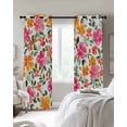 thumbnail image 3 of Red Yellow Floral Blackout Curtains 96 Inch Length Retro Spring Leaves Flower Thermal Insulated Window Curtain Window Drapes 2 Panels for Bedroom Living Room 52"Wx96"L, 3 of 9