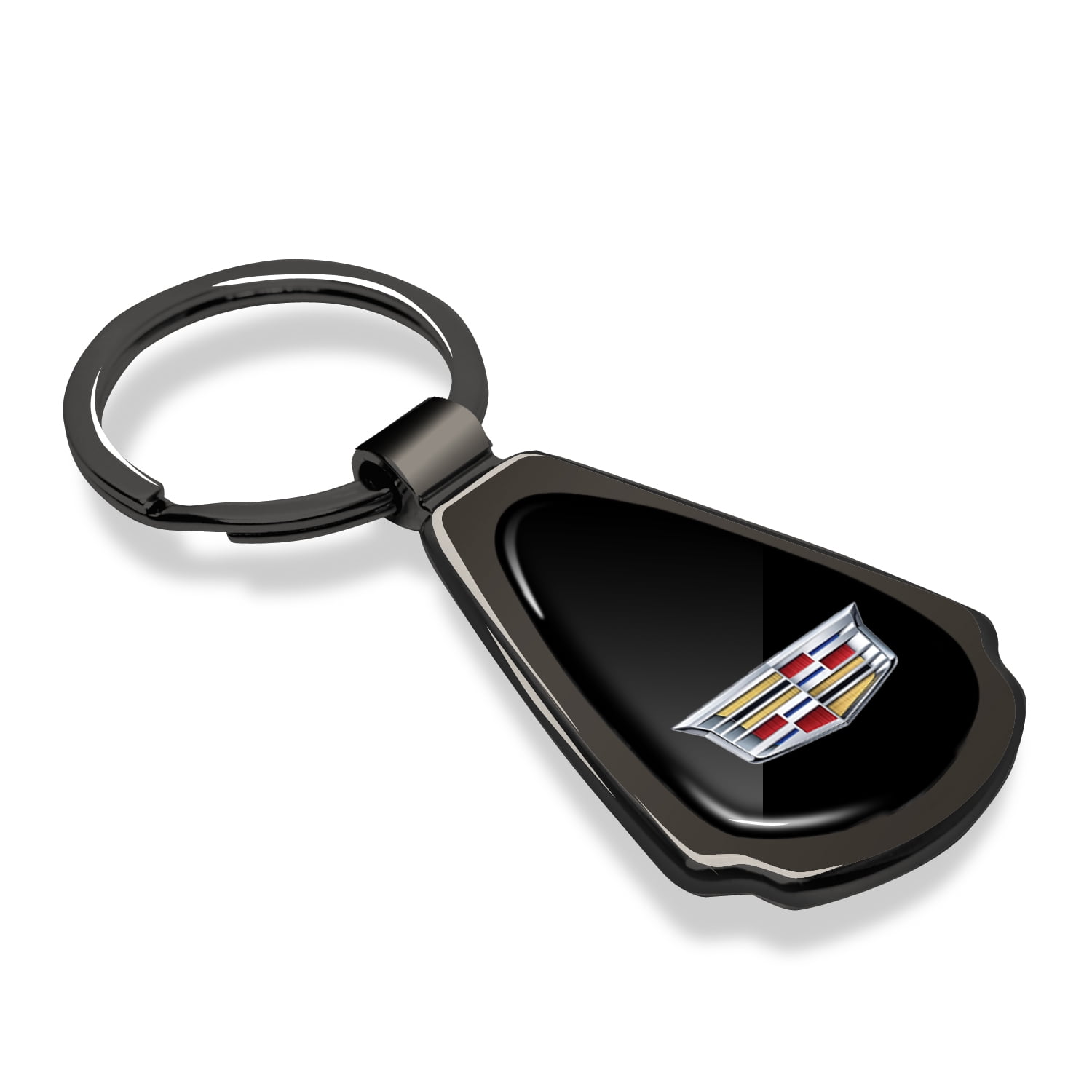 iPick Image for Cadillac Crest Logo Black Dome Gunmetal Black Metal Teardrop Key Chain, Official Licensed