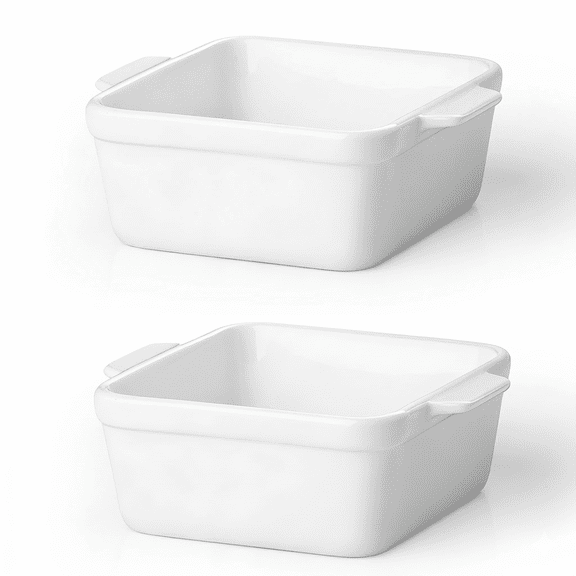 Ceramic Small Baking Dishes Set of 2 - 5"x5" Oven & Microwave Safe Stoneware, Individual Serving Dishes for Reheating, Casseroles, Lasagna & Sides
